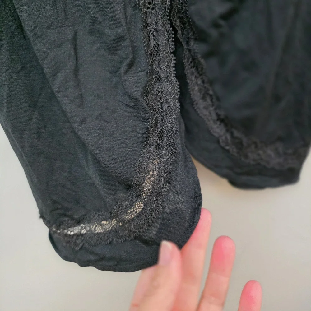 Victoria's Secret Black Lace Trim‎ Peek-A-Boo Babydoll Chemise Lingerie 34B Y2K